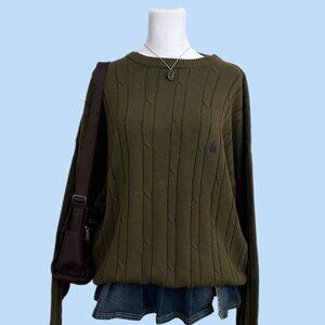 vintage 90s khaki indie skater grunge chunky knit sweater